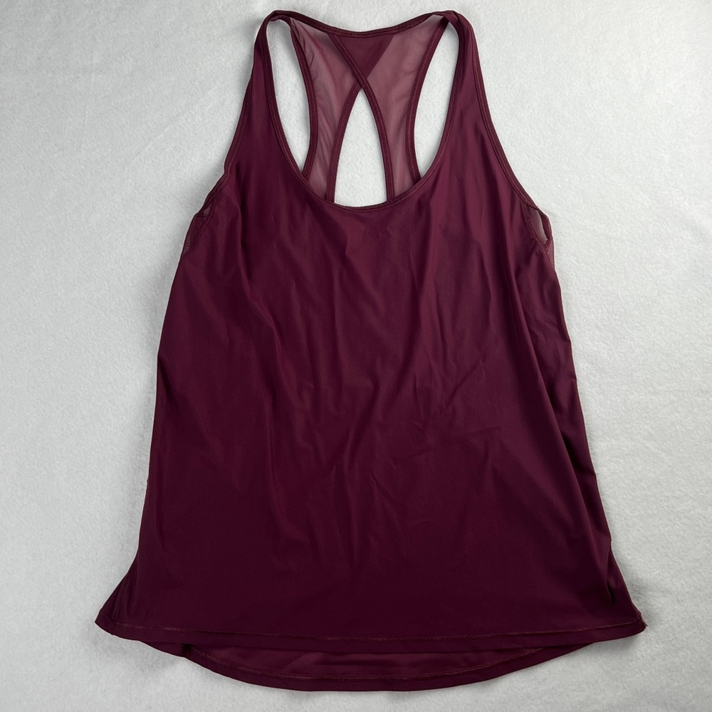 Lululemon Women's Tranquil Racerback Tank Mesh‎ Top Red Grape Medium? - Picture 2 of 9